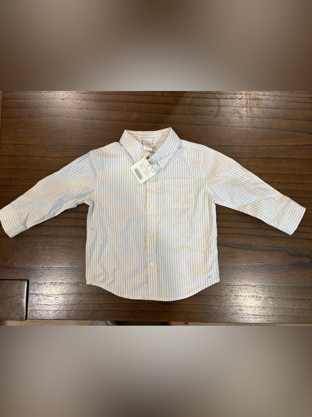 Janie and Jack White & Light Blue Striped Button-Down Shirt